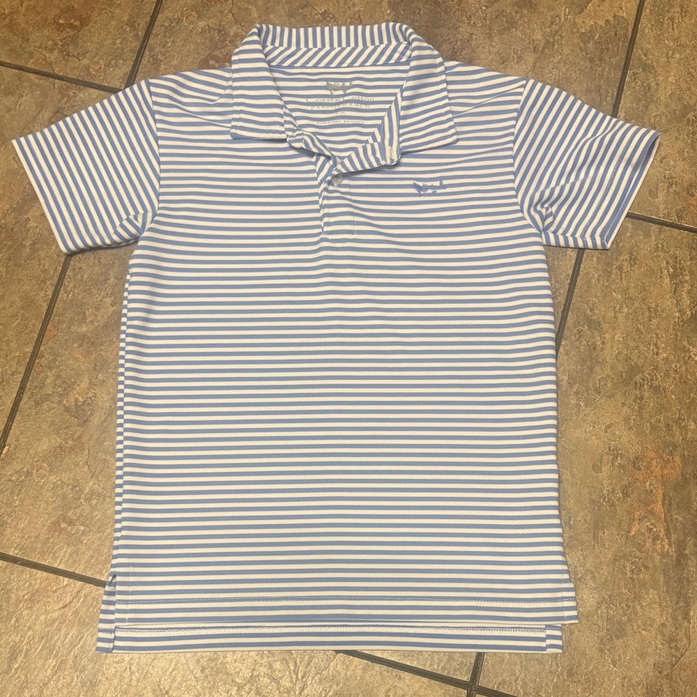 Blue and White Striped Kids Polo Shirt